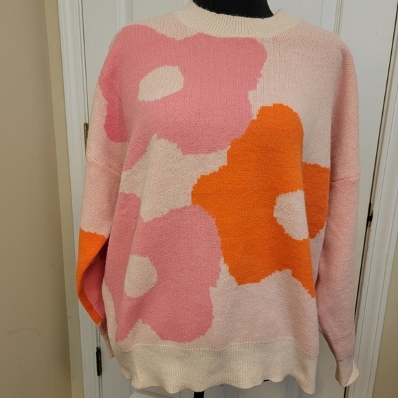 143 Story by Line Up Retro Flower Oversized Sweater Size L - Picture 2 of 6